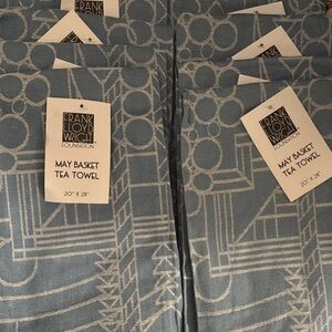 LOT OF 7 Frank Lloyd Wright Blue and White Geometric Oversized Tea Towels